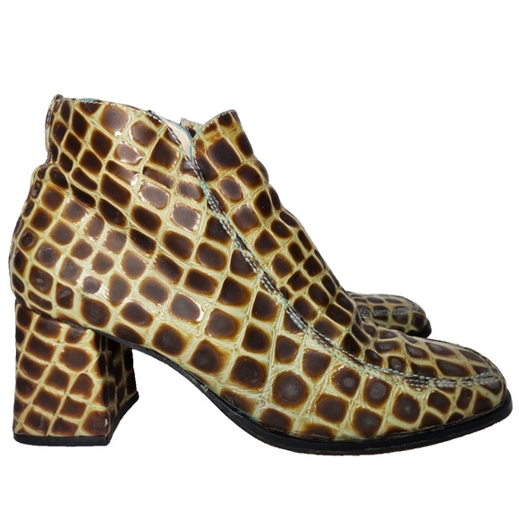 70´s Disco Glam Rock Stacked Heel Platform Boots Green...